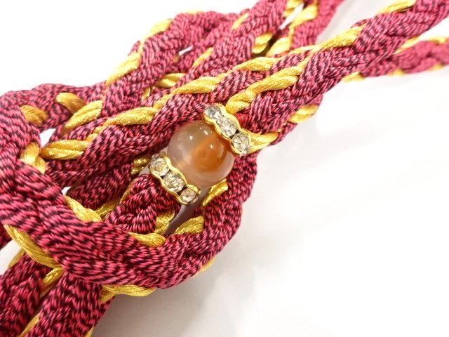 JAPANESE KIMONO / ANTIQUE UNUSED AGATE OBIDOME (SASH CLIP) / HAND-TIED